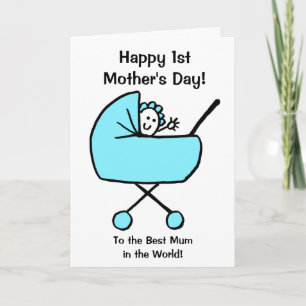 Tarjeta Feliz primer día de la madre, niño feliz