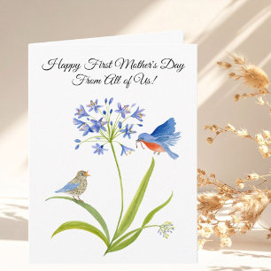Tarjeta Feliz primer día de la madre pájaro azul de todos