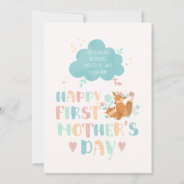 Tarjeta Feliz primer Día de la Madre para el yerno Boho (Anverso)