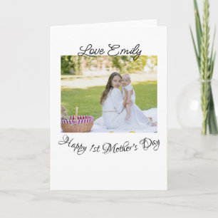 Tarjeta feliz primer día de las madres amor foto nombre ca