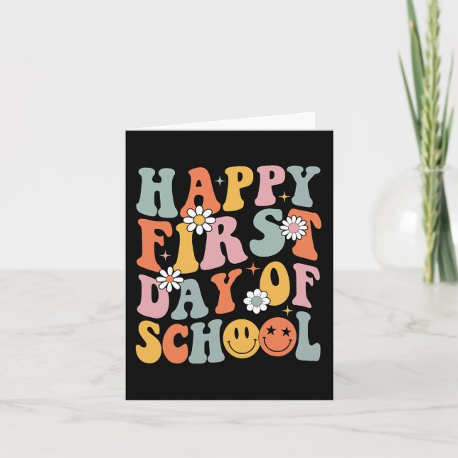 Tarjeta Feliz Primer Día De Maestros Escolares Niños De Vu (Anverso)
