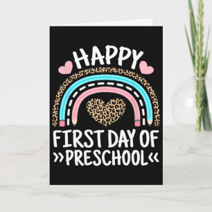 Tarjeta Feliz Primer Día De Preescolar Leopardo Arcoíris E