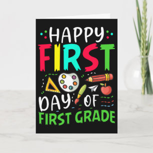 Tarjeta Feliz Primer Día De Primer Grado Niños Niñas 1er G