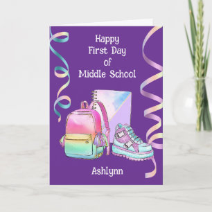 Tarjeta Feliz primer día de secundaria para las hijas