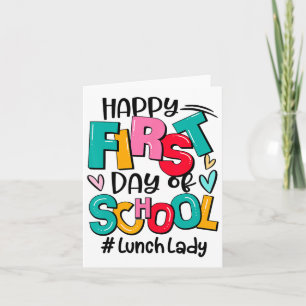 Tarjeta Feliz Primer Día Del Almuerzo Escolar Dama Gracios