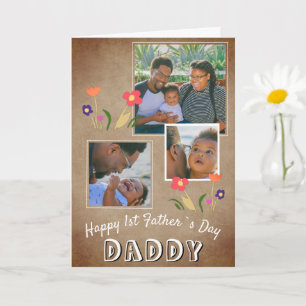 Tarjeta Feliz primer Día del Padre Papá Flor 3 Foto