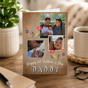 Tarjeta Feliz primer Día del Padre Papá Flor 3 Foto