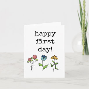 Tarjeta Feliz primer día, empleados, estudiantes, trabajad
