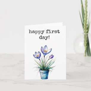 Tarjeta Feliz primer día, empleados, estudiantes, trabajad