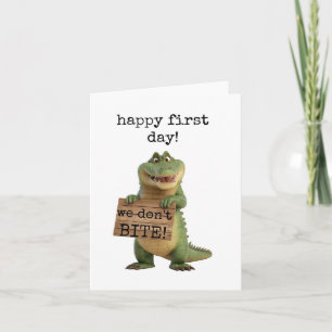 Tarjeta Feliz primer día, empleados, estudiantes, trabajad