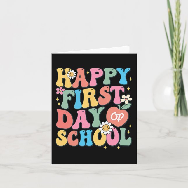 Tarjeta Feliz primer día escolar de profesores Chicas (Anverso)