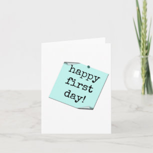 Tarjeta Feliz primer día, nuevo empleado, estudiantes, per
