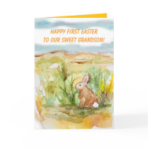 Feliz primer Pascua Nieto Conejo Flores silvestres