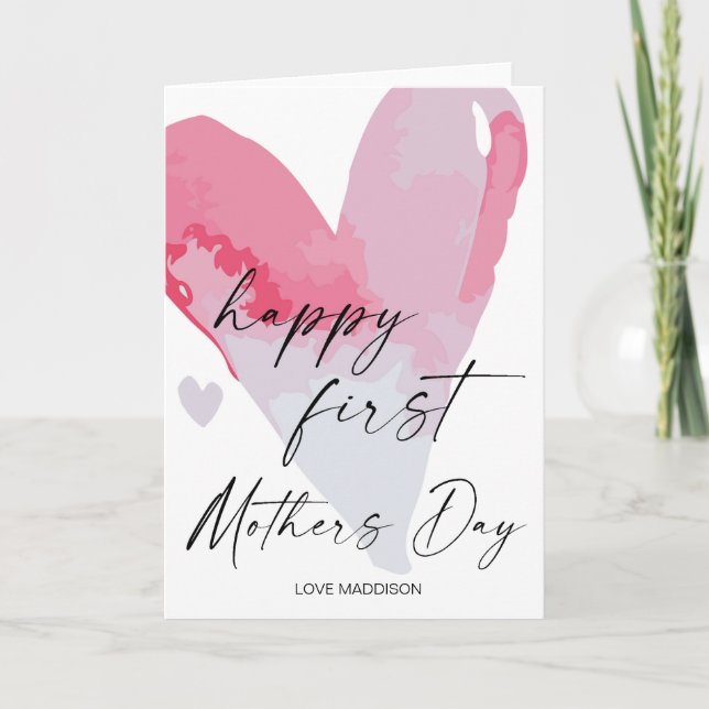 Tarjeta Feliz primer regalo de Día de la Madre para Mamá F (Anverso)
