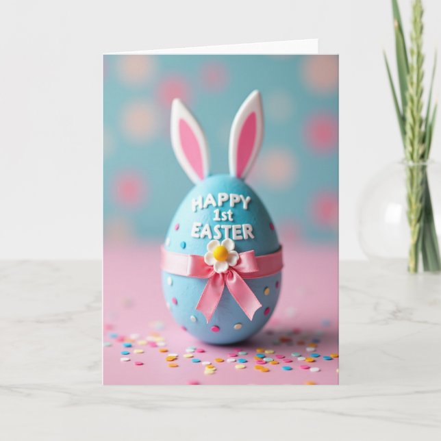 Tarjeta Feliz Primera Pascua de Huevos (Anverso)