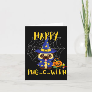 Tarjeta Feliz Pug-O-Ween Perro Pug Divertido Halloween