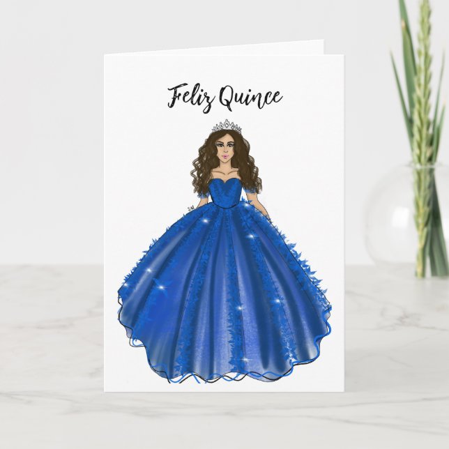 Tarjeta Feliz Quince - Dark Blue Quinceañera Birthday  (Anverso)