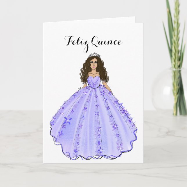 Tarjeta Feliz Quince - Purple Quinceanera Birthday (Anverso)