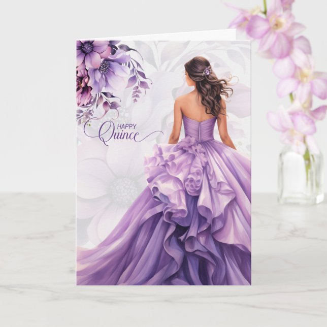 Tarjeta Feliz Quinceanera 15th Birthday Lavender Purple (Orquídea)