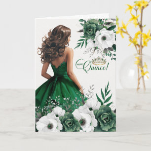 Tarjeta Feliz Quinceanera Cumpleaños 15 Esmeralda Verde