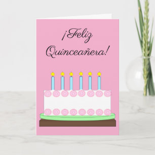 Tarjeta Feliz quinceañera en español: Blank rosa
