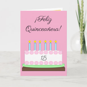 Tarjeta Feliz Quinceañera Española:  Rosa