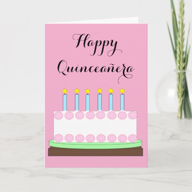 Tarjeta Feliz quinceañera: rosa (Anverso)