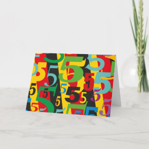 Tarjeta Feliz quinto aniversario, cumpleaños 55, patrón #5