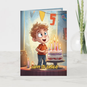Tarjeta Feliz quinto cumpleaños a los niños
