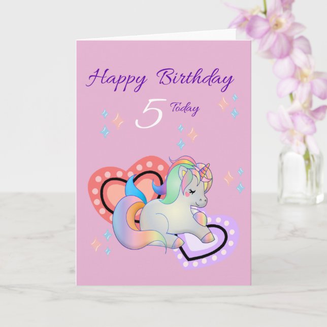 Tarjeta Feliz quinto cumpleaños Chica (Orquídea)