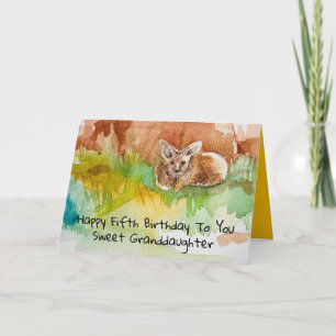 Tarjeta Feliz Quinto Cumpleaños Nieta Kit Fox