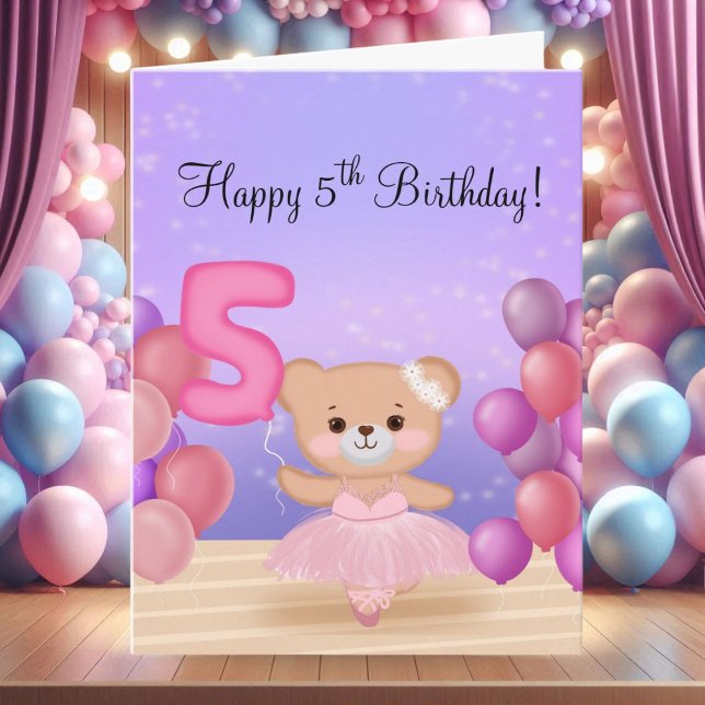Tarjeta Feliz quinto cumpleaños Teddy Bear Ballerina en el (Subido por el creador)