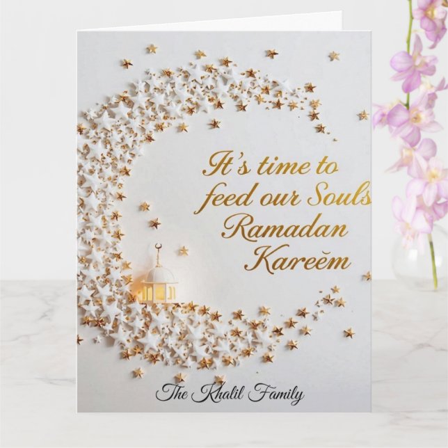 Tarjeta Feliz Ramadan Mubarak Ramadan Kareem Blanco Musulm (Orquídea)