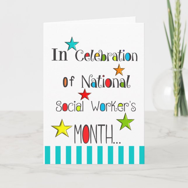 Tarjeta Feliz reconocimiento al mes de trabajador social (Anverso)