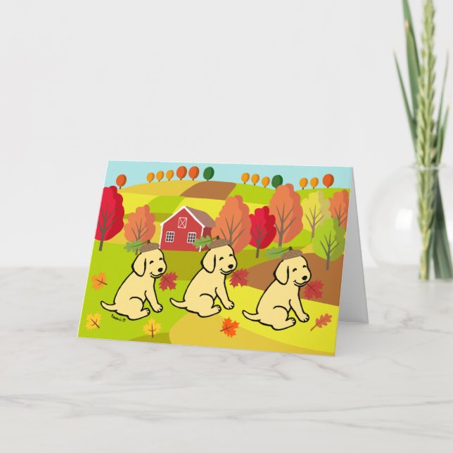 Tarjeta Feliz recuperación de Labrador Amarillo de Otoño S (Anverso)