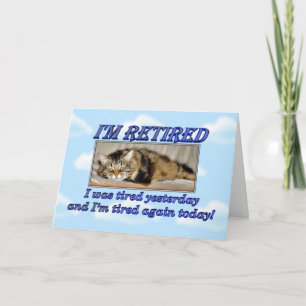 Tarjeta Feliz retiro Dejar trabajo Dormir al gato
