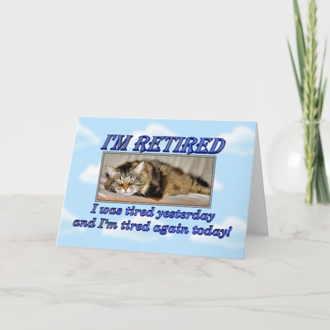 Tarjeta Feliz retiro Dejar trabajo Dormir al gato (Anverso)