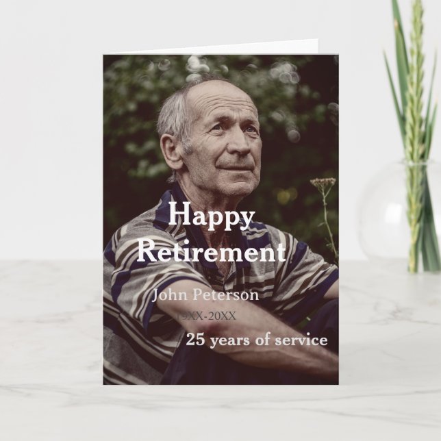 Tarjeta Feliz retiro foto nombre años de servicio (Anverso)
