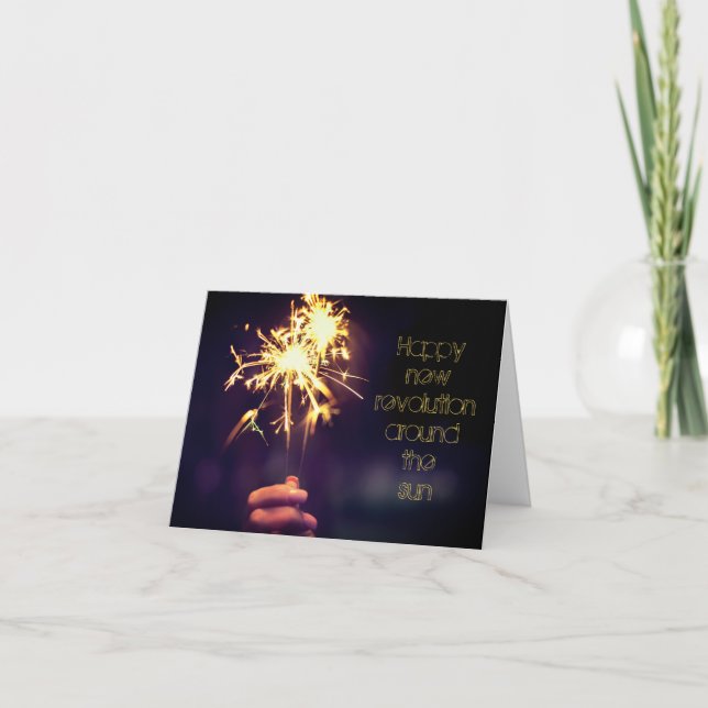 Tarjeta Feliz revolución alrededor del sol (Anverso)