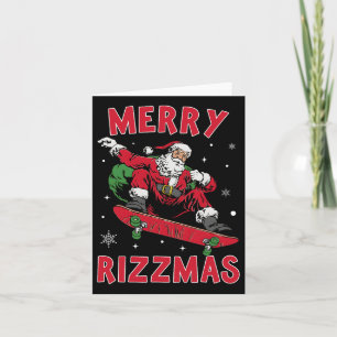 Tarjeta Feliz Rizz Navidad Niños Divertido Santa Claus Pat