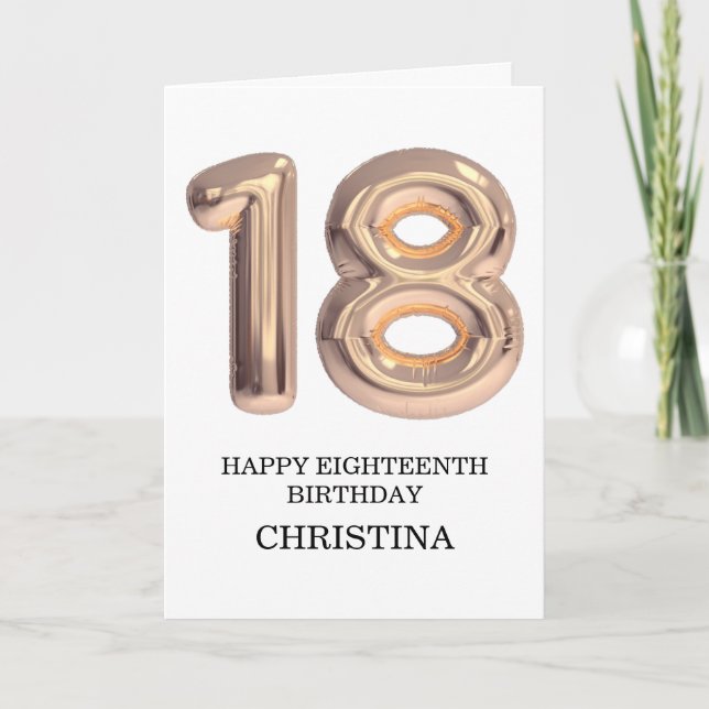 Tarjeta Feliz Rosa 18 de cumpleaños Chica de oro personali (Anverso)