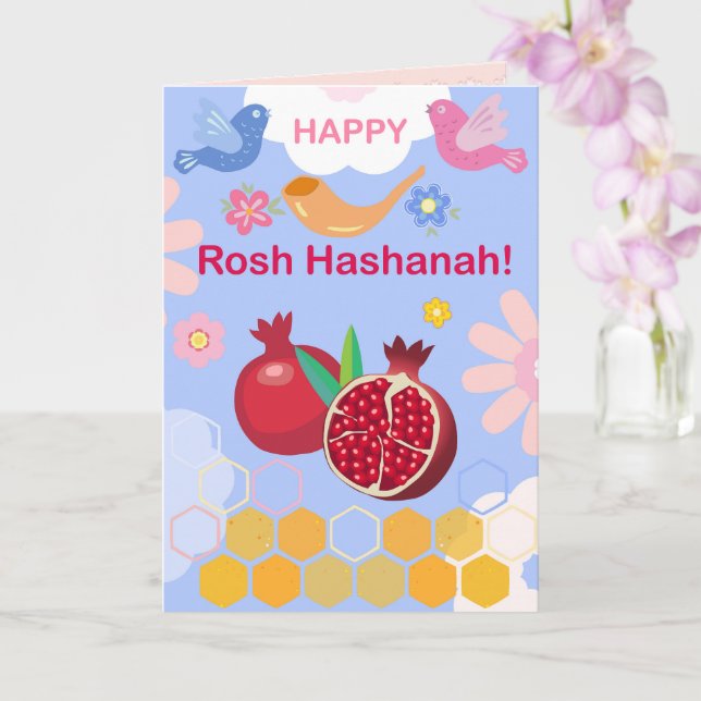 Tarjeta Feliz Rosh Hashaná Año Nuevo Judío Patrón Floral (Orquídea)