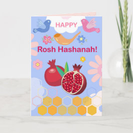 Tarjeta Feliz Rosh Hashanah Patrón floral de Año Nuevo jud