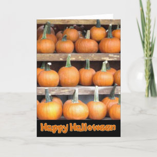 Tarjeta Feliz saludo a la pared de calabaza de Halloween