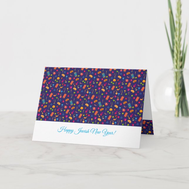 Tarjeta Feliz saludo de Año Nuevo judío Rosh Hashanah (Anverso)
