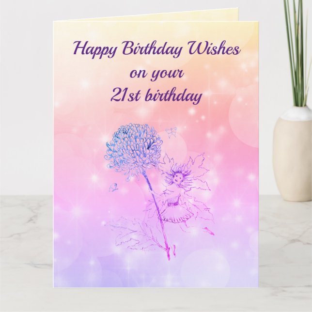 Tarjeta Feliz saludo de cumpleaños 21 (Anverso)