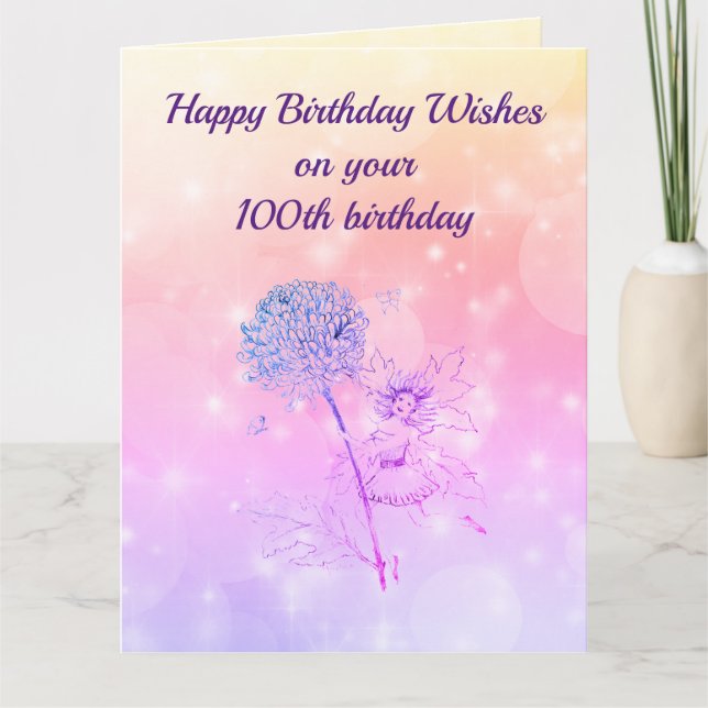 Tarjeta Feliz saludo de cumpleaños número 100 (Anverso)