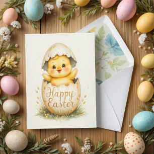 Tarjeta Feliz saludo de Pascua de Chick Cute