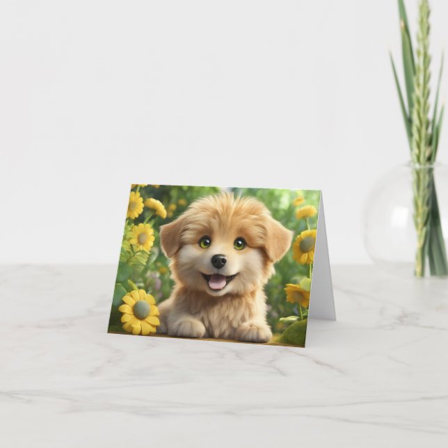 Tarjeta Feliz saludo marrón y blanquecino (Anverso)