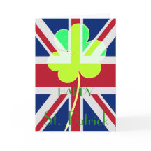 Feliz San Patricio Irlandés Shamrock UK Bandera di